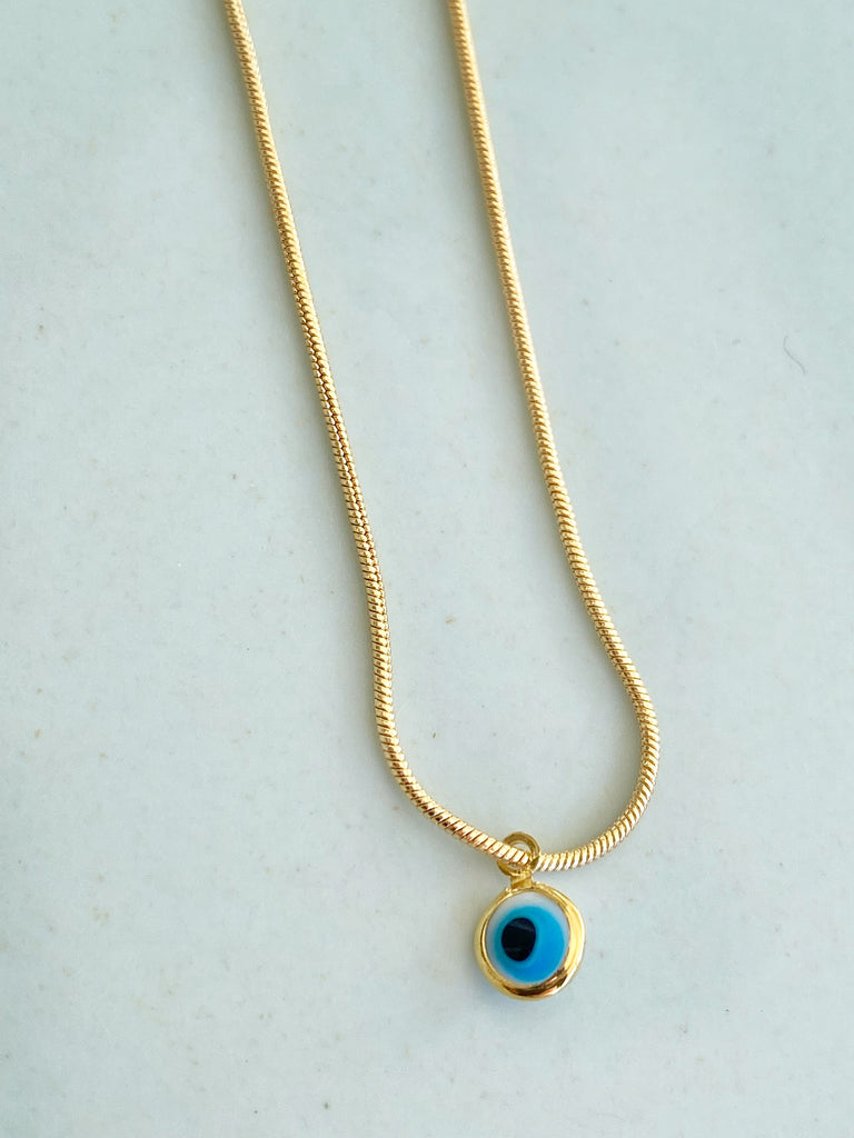 Delilah Evil Eye Enamel Necklace | Navy | | Handmade Women's Jewelry,  Dainty Silver Pendant Necklaces, gift for her - Ke Bella